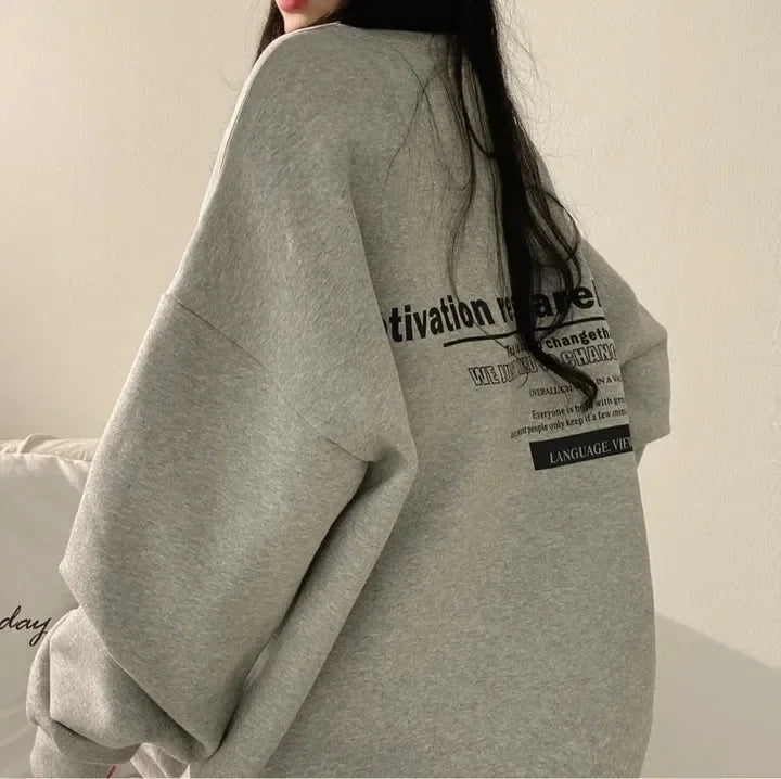 2024 Spring Autumn Women Sweatshirts Long Sleeve Oversized Hoodies Casual Letter Print Loose Pullovers Tops Harajuku Streetwear - reetell