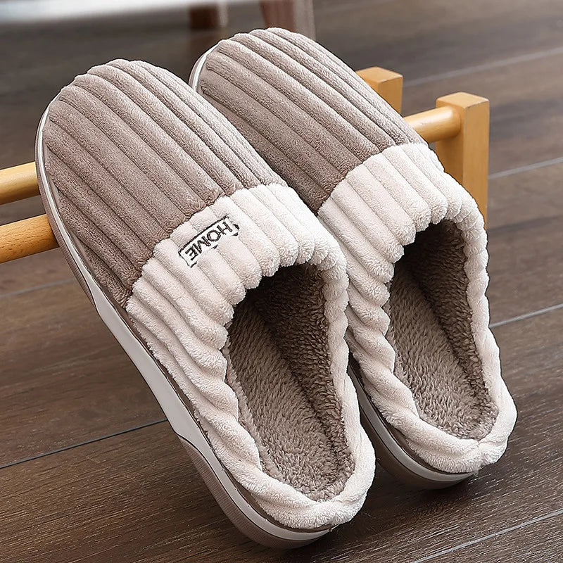 New Big Size 48 49 Men Home Slippers Winter Warm Slipper Couples Comfort Furry Shoes Casual Shoes Indoor Thick Plush Slides