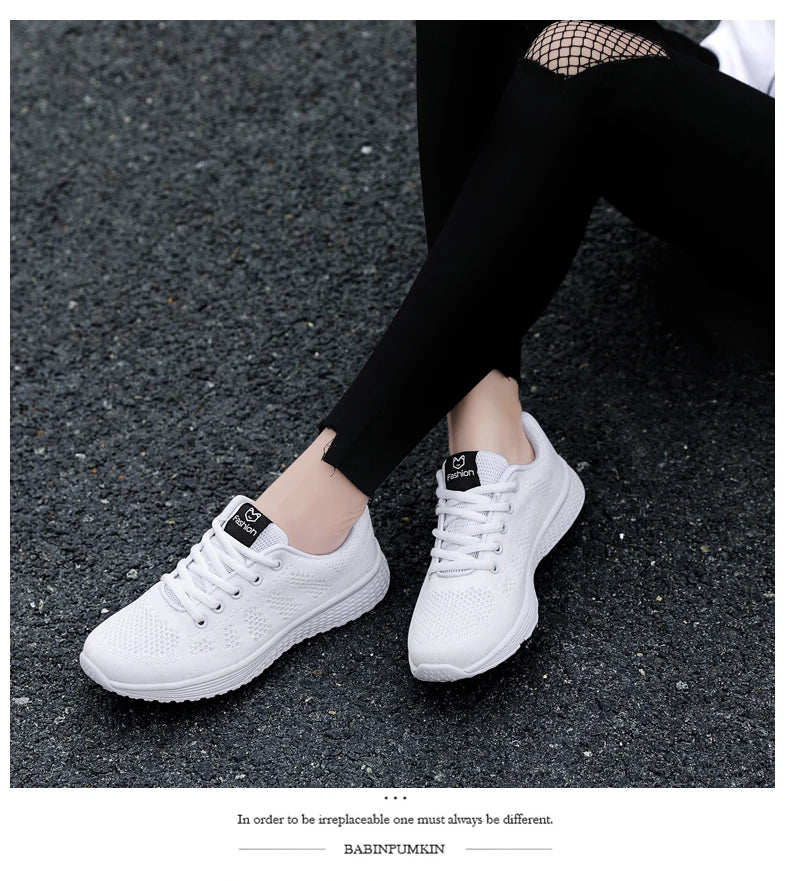 Wedges Shoes for Women Sneakers Mesh Breathable Casual Female Shoes Flat Light Lace-Up Summer Running Shoes Woman Vulcanize Shoe