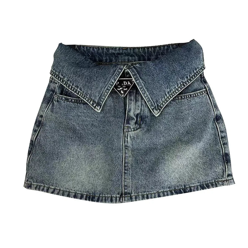 Fashion High Waist Denim Mini Skirt Women's 2023 Summer New Fashion Button Zipper Slim Fit Korean Street  Casual A-line Skirt - reetell