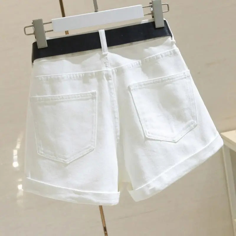 High Waisted Denim Shorts 2024 Summer New Style Women's Loose Fitting Hot Pants Versatile Slimming Wide Leg Pants Korean Version - reetell