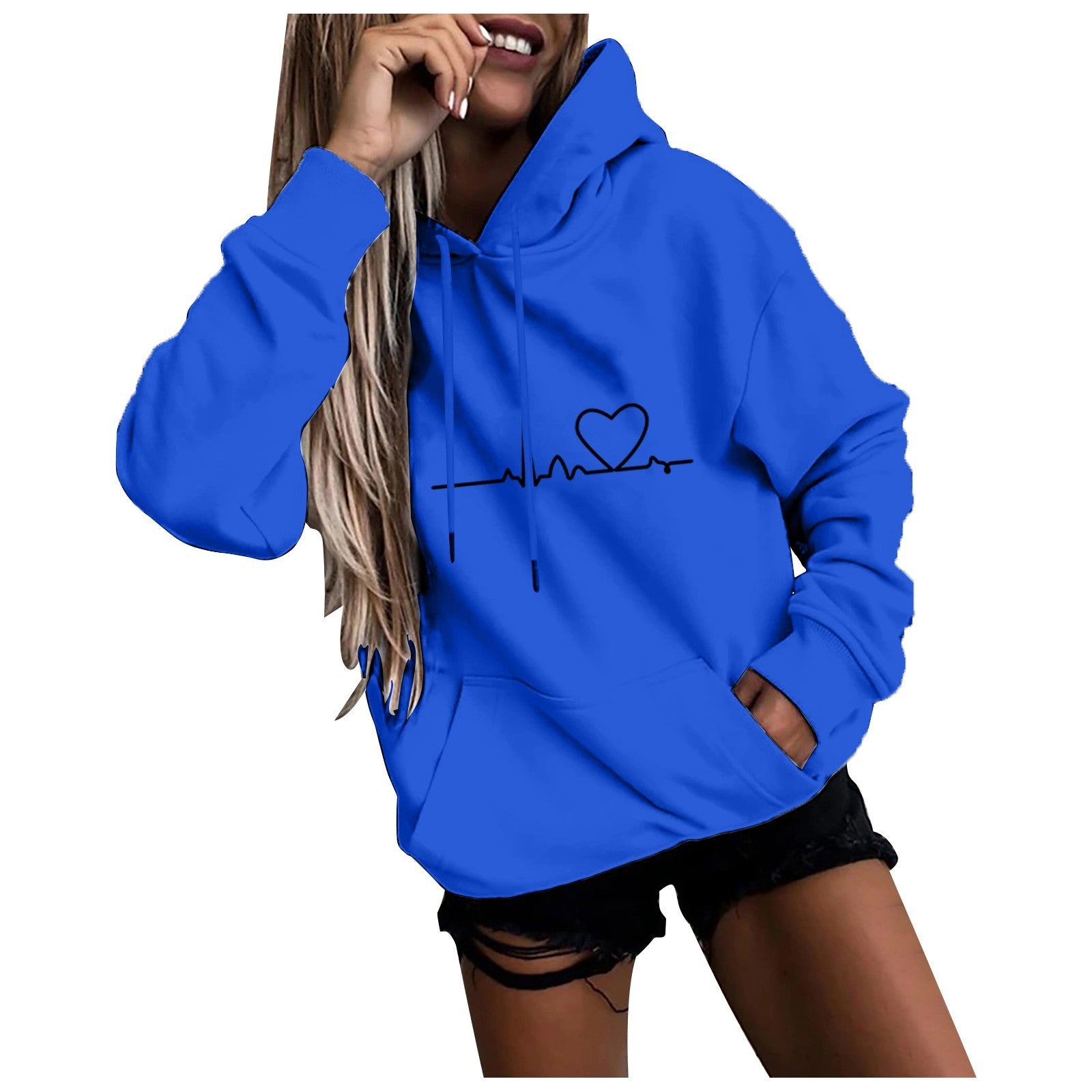 Hoodies for Women Solid Long Sleeve Sports Fun Print Sweatshirts Female Autumn Winter Casual Loose Hooded Sweatshirt - reetell