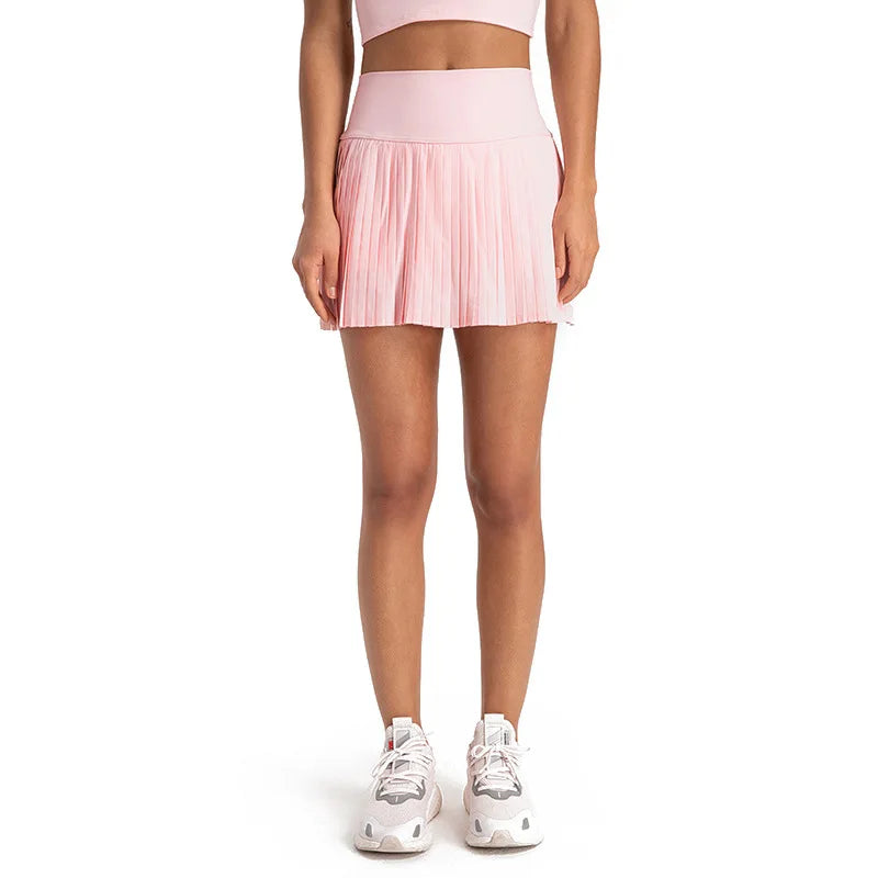 Women Sports Tennis Skirts High Waist Tights Yoga Tennis Shorts Dress With Pockets Pleated Pocket Skirt Anti-Exhaust Quick Dry - reetell