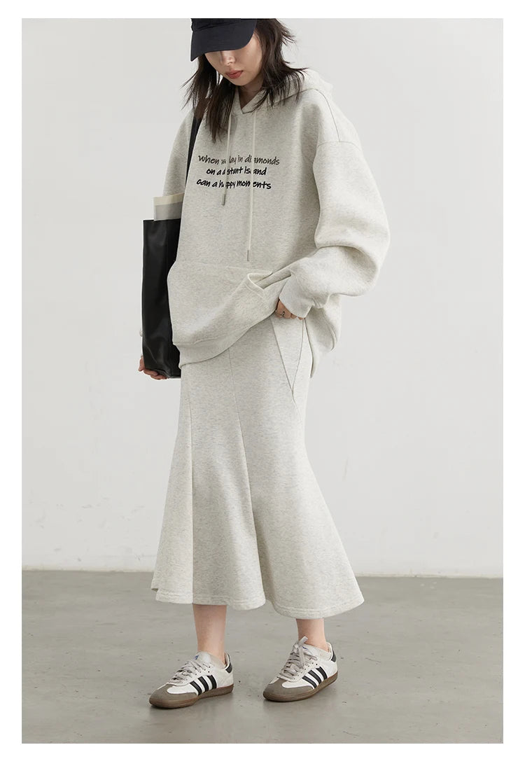 CHIC VEN Women's Sweatshirts Loose Casual New Korean Letter Embroidered Knitted Hoodies Coat Woman Skirt Autumn Winter 2024 - reetell