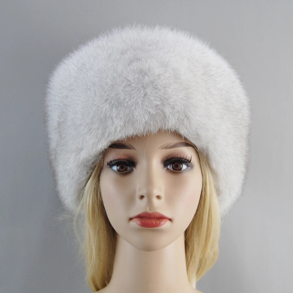 2024 Russian Style Female Round Cap Fashion Real Fur Hats Natural Fox Fur Women Winter Warm Bomber Hat Fluffy Popular Beanies - reetell