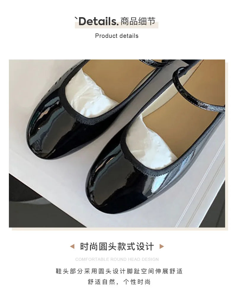 Zapatillas French Flat Bottomed Women Shoe Autumn Shallow Cut Mary Jane Shoe One Line Leather Shoe Ballet Single Shoe Women Shoe - reetell