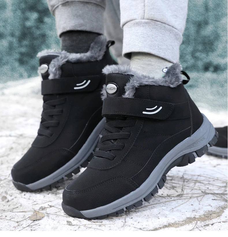 Winter Women Snow Boots Warm Plus Velvet Men Cotton Shoes Windproof Women's Boots Comfortable Casual Shoes Non-slip Hiking Boots - reetell