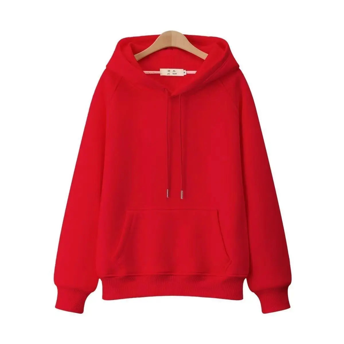 100 Cotton Double Layer Hat Raglan Sleeve Hoodies Sweatshirt Women New Solid Color Pullover Loose Spring Autumn Hooded Jacket - reetell