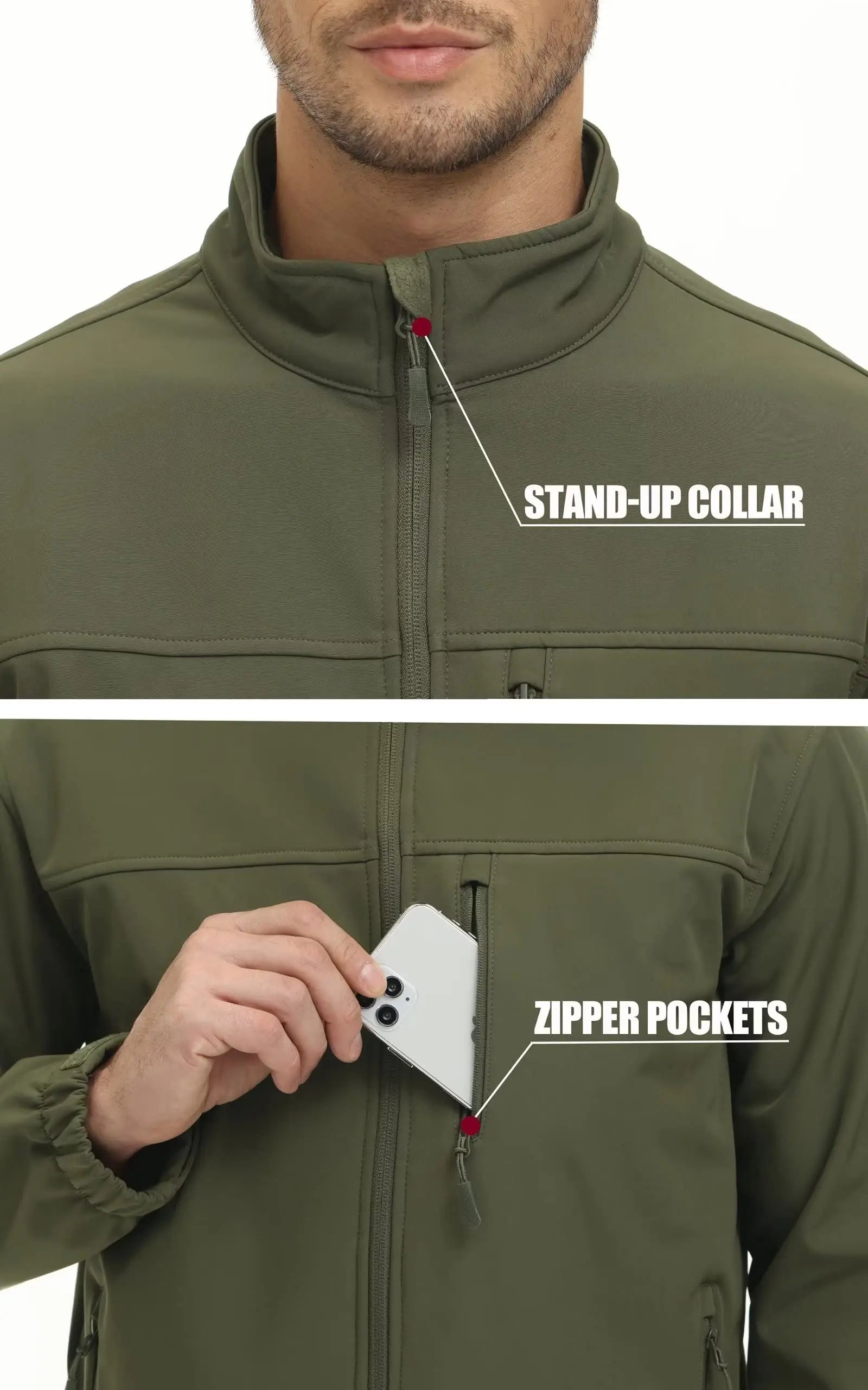 TACVASEN Waterproof Softshell Jackets Mens Winter Fleece Lined Work Jackets Zipper Pocket Outdoor Jacket Male Windbreaker - reetell