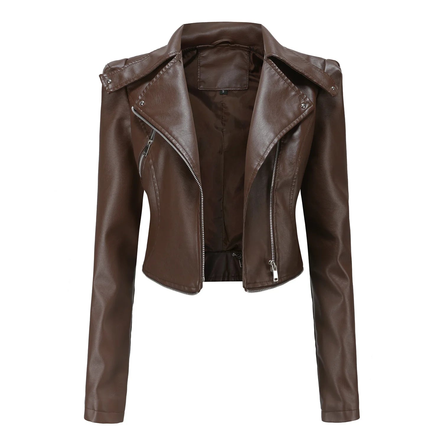 2024 Spring Autumn Women's Leather Jacket Female Detachable Hem Lapel Zipper Casual Coats Women's Locomotive Windbreaker