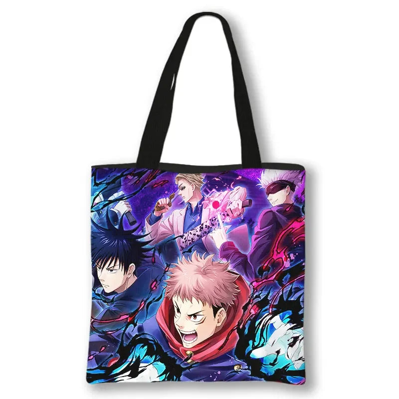 Japanese Anime Jujutsu Kaisen Tote Bags Gojo Satoru Tops Yuji Itadori Girls Shoulder Bag Women Handbag Beach Party Shopping Bag