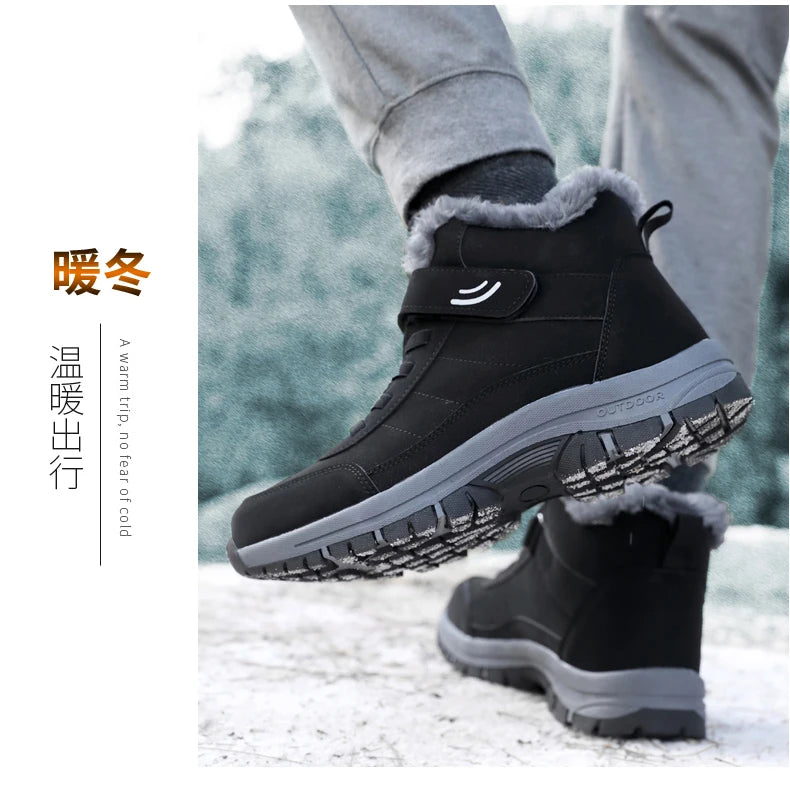 Winter Women Snow Boots Warm Plus Velvet Men Cotton Shoes Windproof Women's Boots Comfortable Casual Shoes Non-slip Hiking Boots - reetell