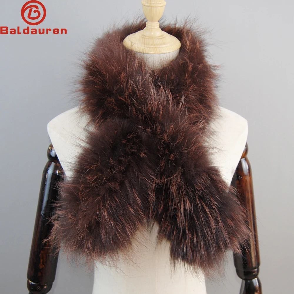 2024 New Women Winter Warm Natural Fox Fur Scarf Ring Knit Real Fox Fur Lady Fashion Neckerchief Scarves Women Real Fur Bandana - reetell