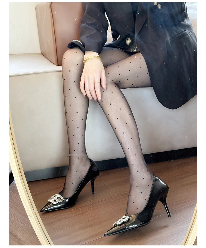 2024 New Pointed Black High Heels, Women's Thin Heels, Water Diamonds, One Line with Baotou Sandals and Button Single Shoes - reetell