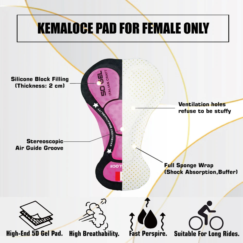 KEMALOCE Women Cycling Shorts 2024 Pink&Black Breathable Summer Bicycle Shorts Female 5D Gel Pad Pocket Lady Bike Shorts - reetell