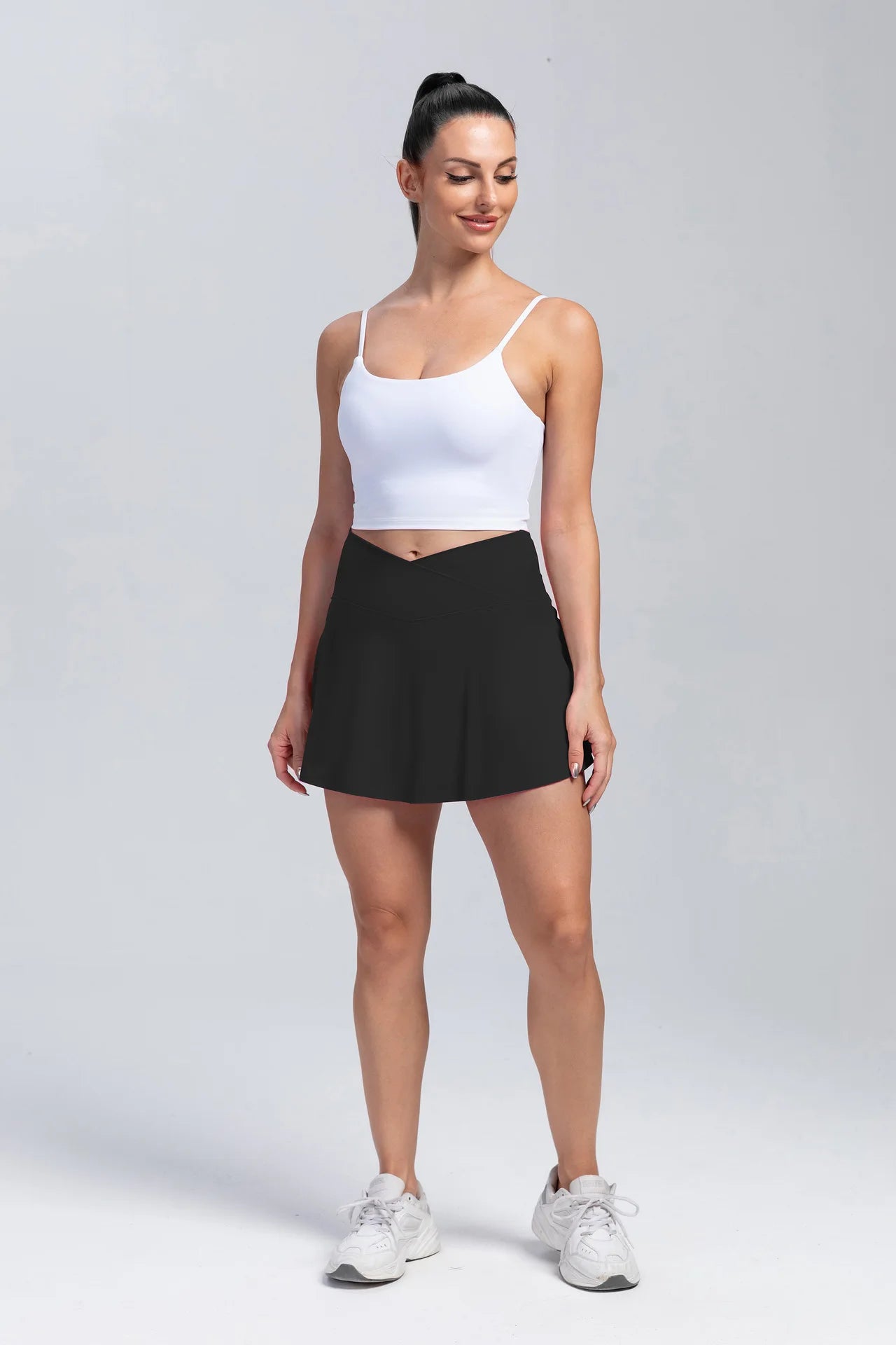 Women Tennis Skirts With Shorts High Waist Inner Pocket Golf Skort Fake 2 Pieces Running Sports Skirt Breathable Athletic Skirts - reetell