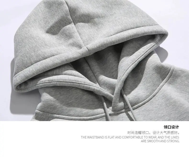 Cotton Gray White Hoodie Men Women Europe American Tide Brand Street Digital Printing Hooded Sweatshirt Padded Thickened Tops - reetell