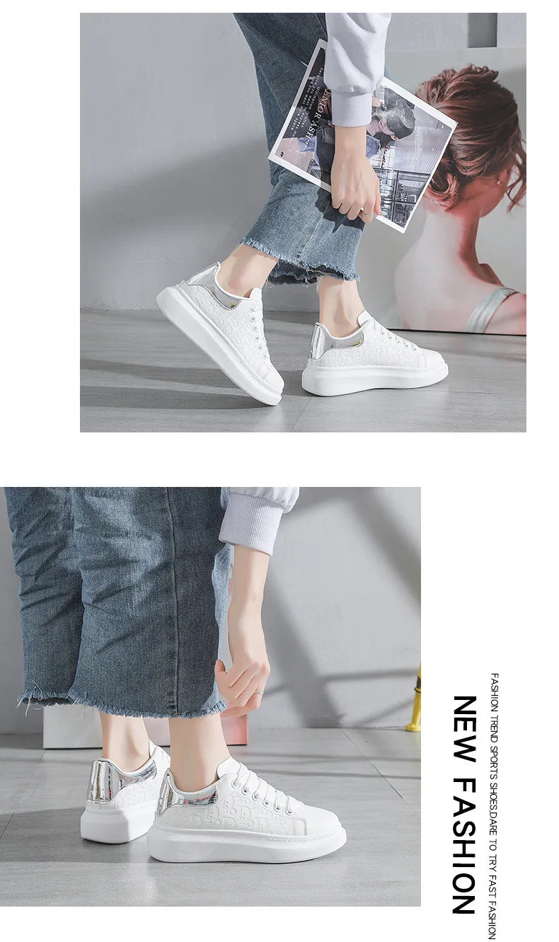 Sneakers for Women New Fashion Platform Shoe Spring Autumn Casual Flats Female Thick Sole Breathable White Vulcanized Shoes