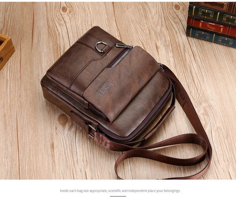 JEEP BULUO Crossbody Messenger Bags Business Casual Handbag Brand Shoulder New High Quality Leather For Men Business Casual Fash