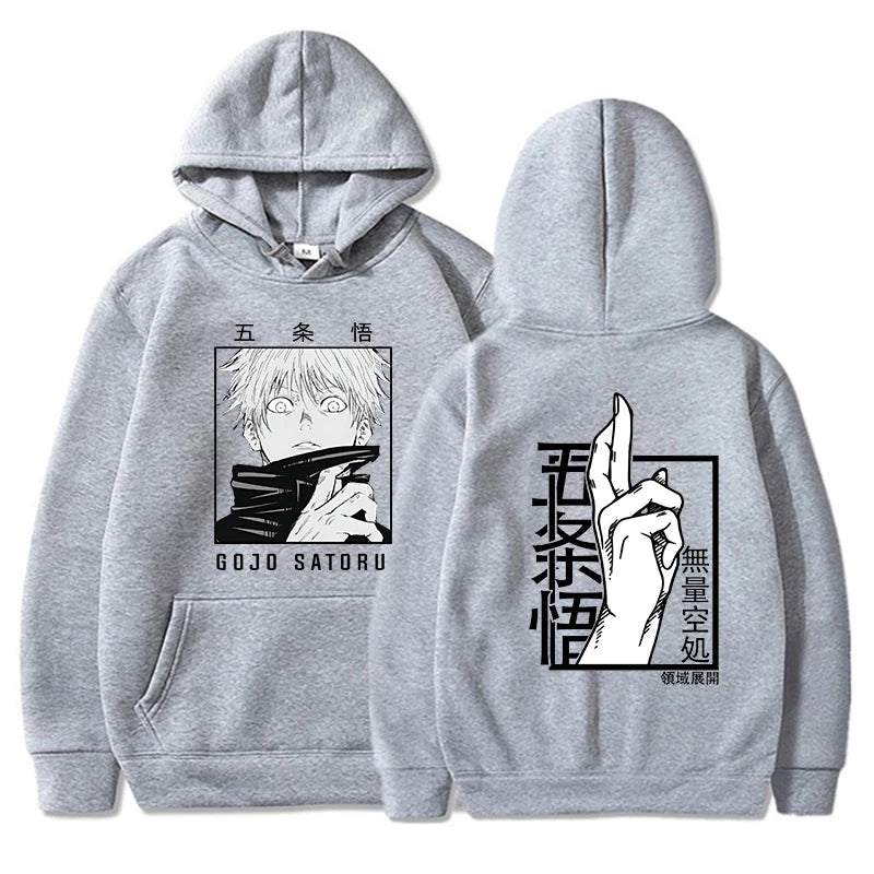 Hot Anime Gojo Satoru Printed Hoodies Pullover Unisex Hooded Sweatshirt Harajuku Streetswear Long Sleeve - reetell