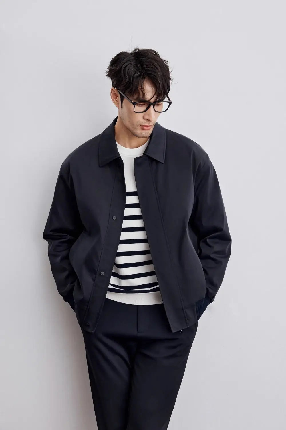 Spring Korean Executive Jackets Men's Solid Lapel Button Zipper Pocket Patchwork Trendy High Quality Solid Long Sleeved Coat Top - reetell