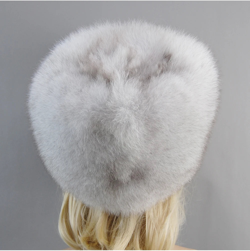 2024 Russian Style Female Round Cap Fashion Real Fur Hats Natural Fox Fur Women Winter Warm Bomber Hat Fluffy Popular Beanies - reetell