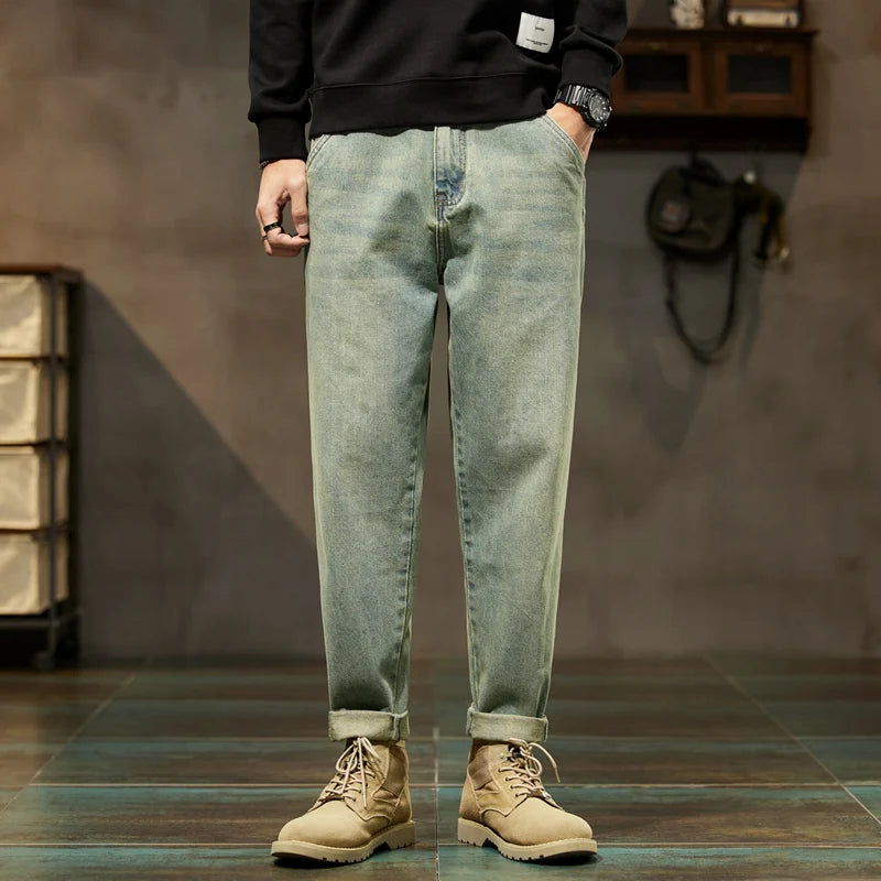 KSTUN Jeans Men Loose Fit Blue Baggy Jeans Fashion Spring And Autumn Wide Leg Pants Denim Trousers Men's Clothing Harem Pants - reetell