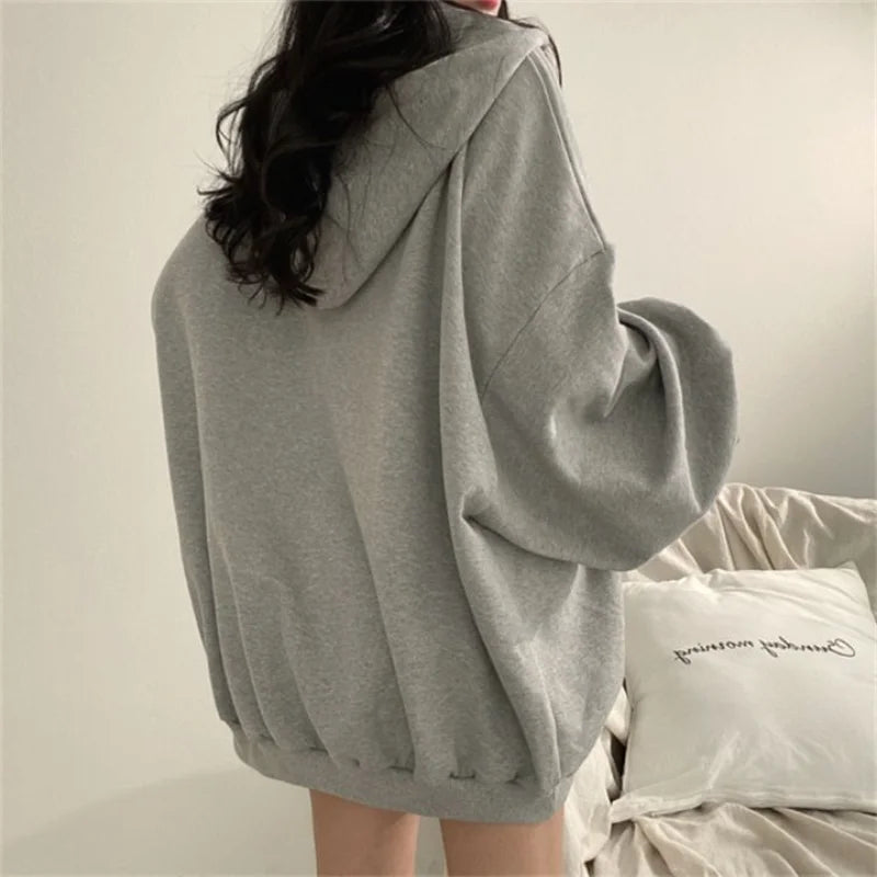 Women's Loose Hoodies Sweatshirts Spring Autumn New Long Sleeve Solid Plus Size Pullovers Tops Casual Fashion Trend Clothing - reetell