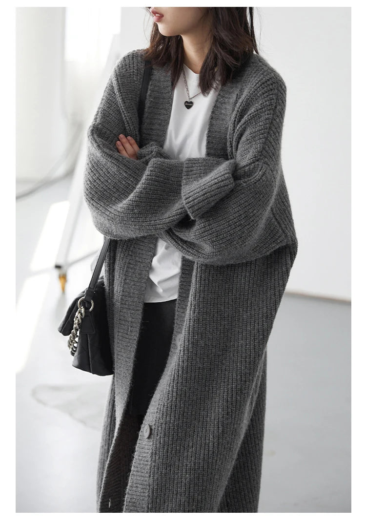 CHIC VEN Fashion Women Cardigan Solid Single Breasted New Loose Long Casual Knitted Sweater Female Jumpers Spring Autumn 2024 - reetell