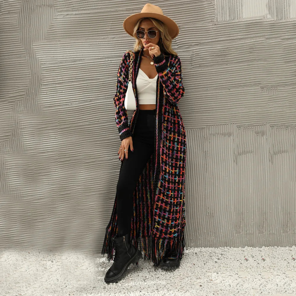 2023 Winter New Large Size Fringe Long Cardigan Coat Sweater Knitted Cardigan Women Korean Fashion Streetwear Cardigan - reetell