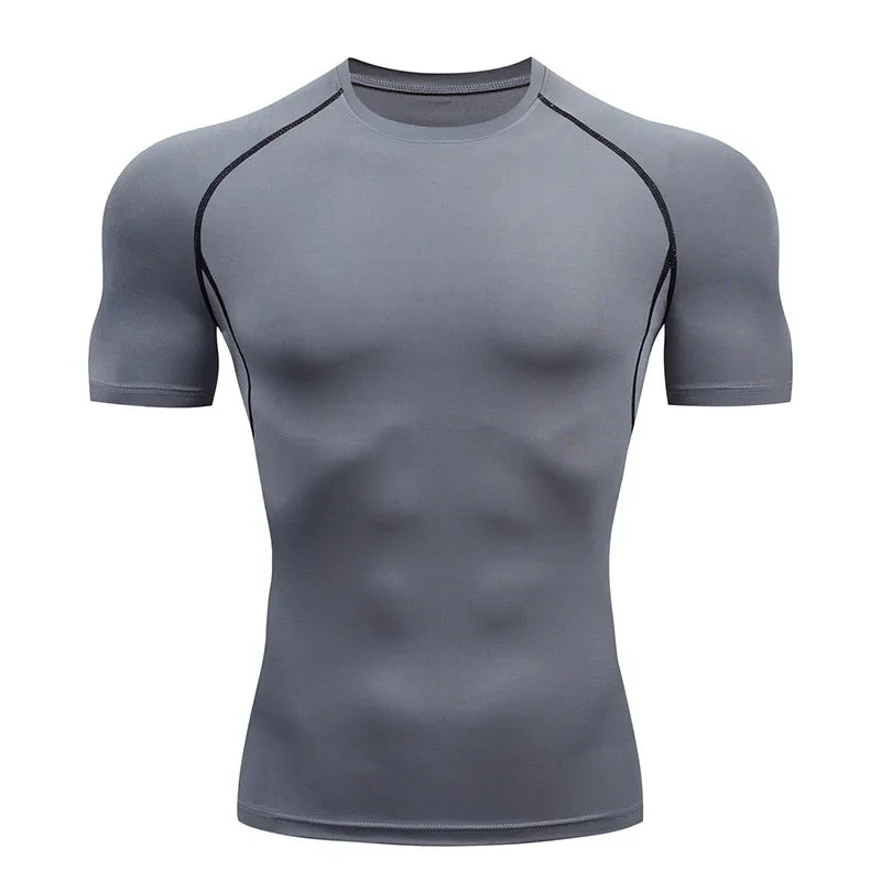 Men's Compression Shirts Summer Short Sleeves Tees T-shirt Gym Workout Fitness Running Tops Undershirts Baselayer Sportswear