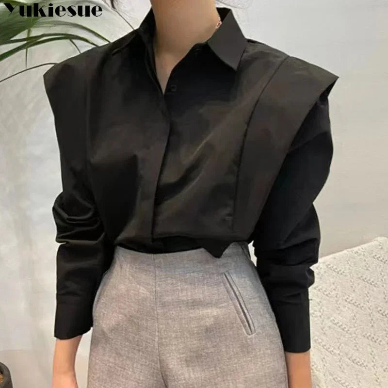 Women's Shirt Autumn 2023 New Chic Long-Sleeve Loose Blouses Street Elegant Tops Shirt OL office women blouses and tops shirts - reetell