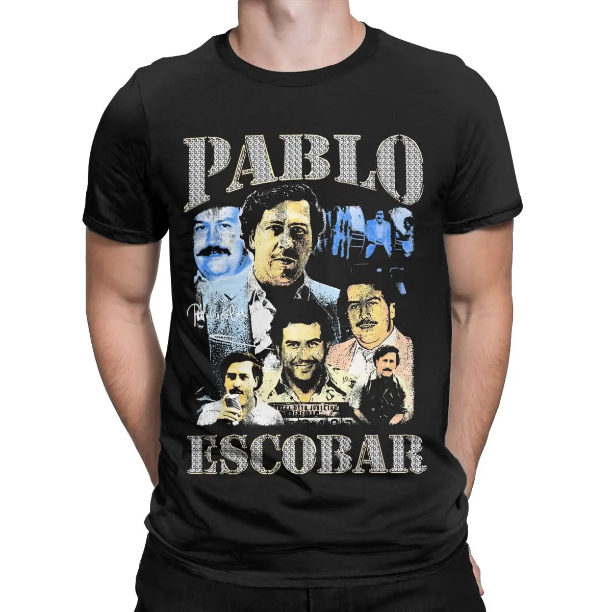 Cool Pablo Escobar 90s T-Shirts for Men Round Neck 100% Cotton T Shirts Short Sleeve Tee Shirt Classic Clothes - reetell