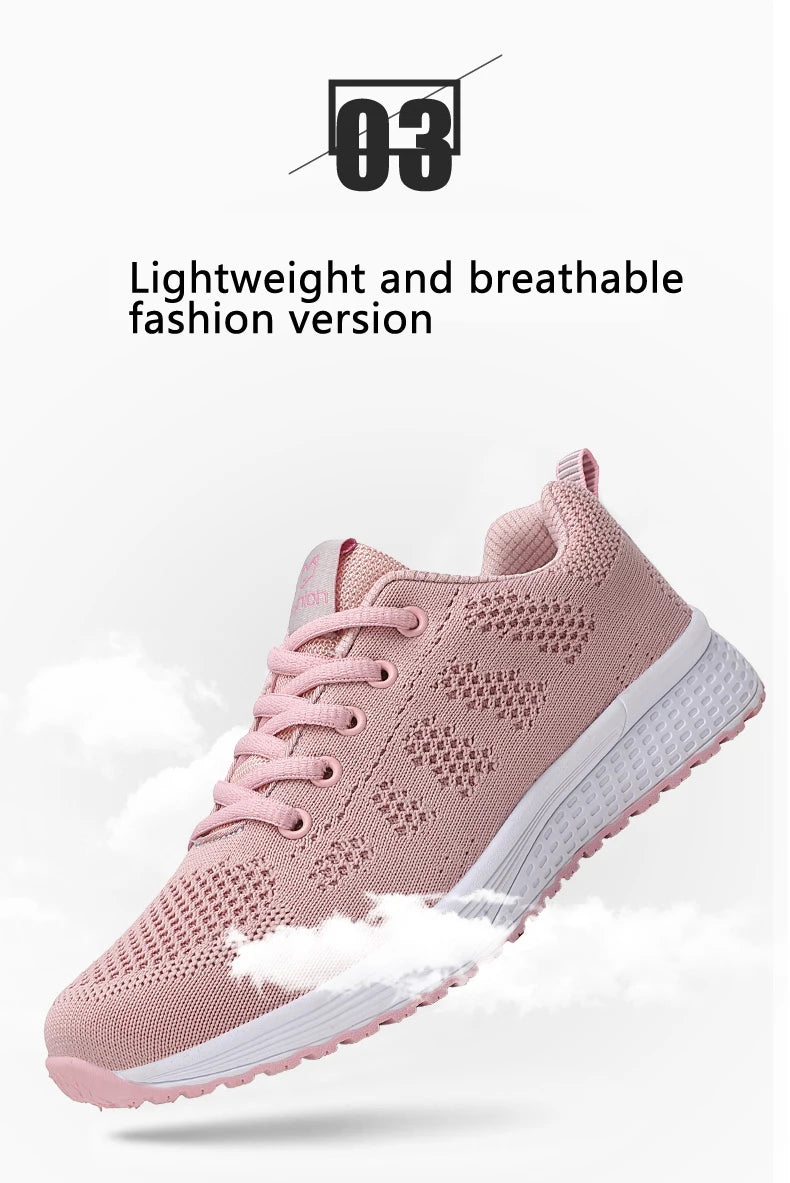 Wedges Shoes for Women Sneakers Mesh Breathable Casual Female Shoes Flat Light Lace-Up Summer Running Shoes Woman Vulcanize Shoe