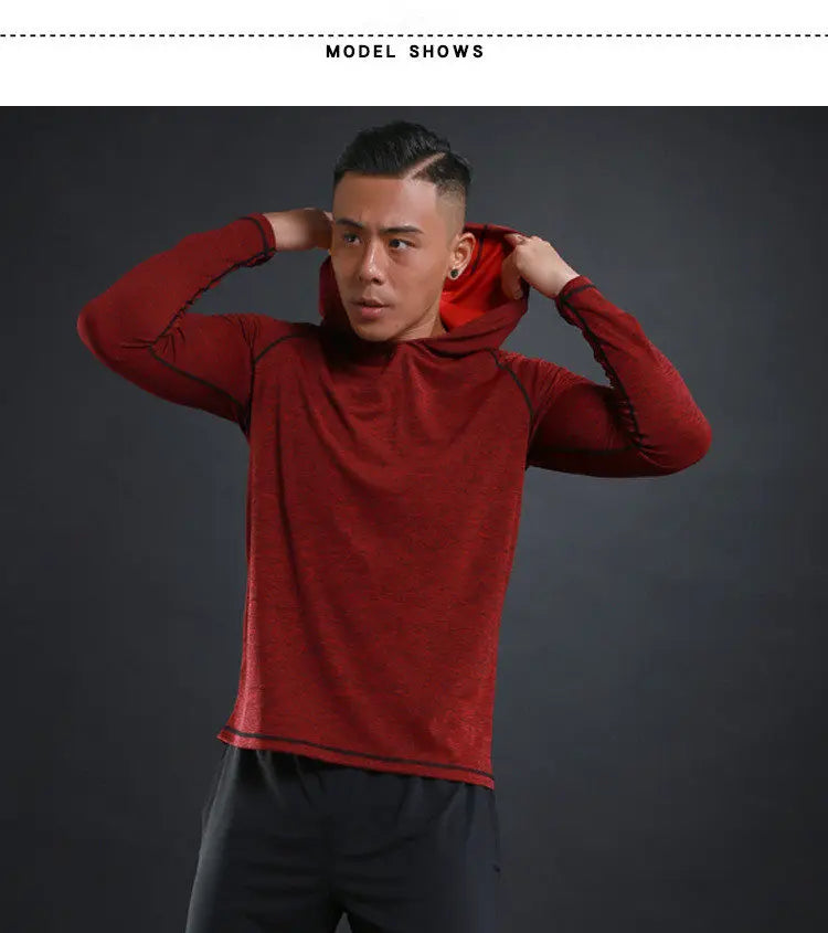 Men Hoodies Summer Running Fitness Casual Hooded Quick Dry Sweatshirts Solid Pullover Shirts with Hood Outdoor Gym Hoodie Man - reetell