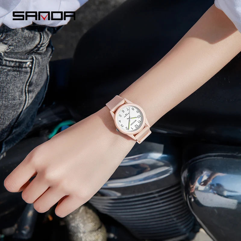 Fashion Simple Quartz Sport Watches Japan Original Battery Quartz Wristwatch Women Man Watches Waterproof SANDA Clock New Style