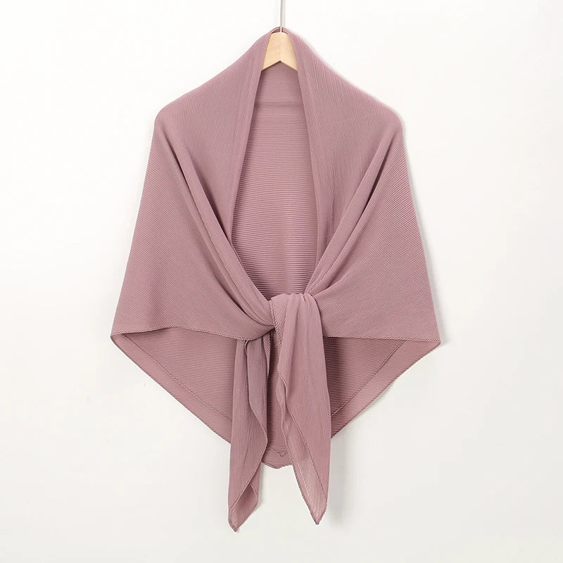 Plain Oversized Crinkle Square Bubble Chiffon Instant Hijab Women's Head Shawl Scarf Muslim Wrinkle Kerchief Solid Ramadan Stole - reetell