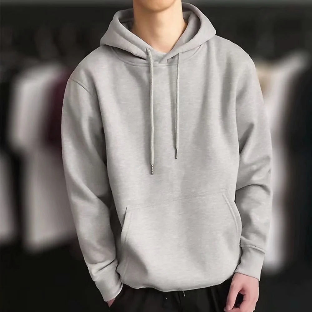 Autumn Men Hoodies Harajuku Korean Version Loose Sweatshirts Solid Color Long Sleeve Pullover Hooded Sweatshirt New Clothes Tops - reetell