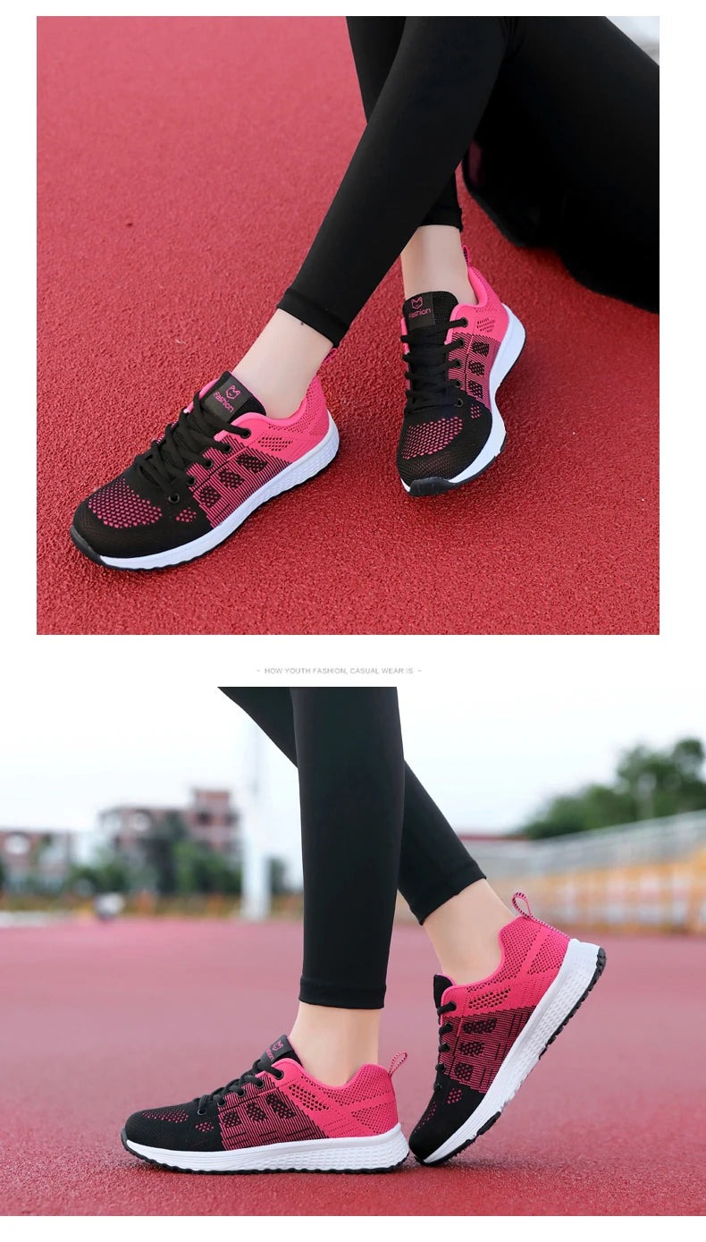 Wedges Shoes for Women Sneakers Mesh Breathable Casual Female Shoes Flat Light Lace-Up Summer Running Shoes Woman Vulcanize Shoe