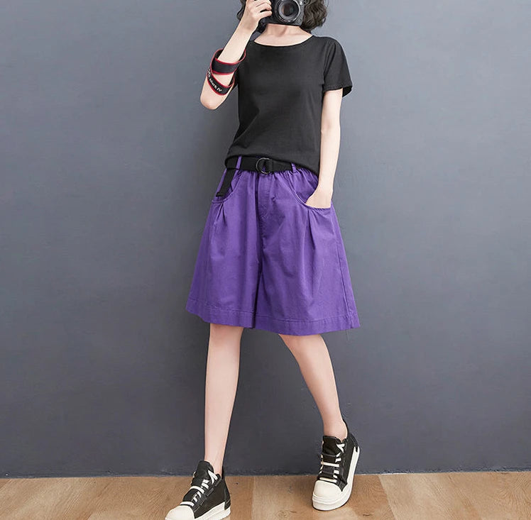 Women's Shorts Half Baggy Mid Length Wide Black Female Short Pants Loose Bermuda Knee Low Price Classic Harajuku Fashion New In - reetell