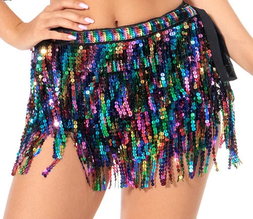 Mini Skirt Women Clothing Fashion Clothes Casual Stage Show Dance Club Party Sequins Tassel Waist Chain Belts for Women - reetell