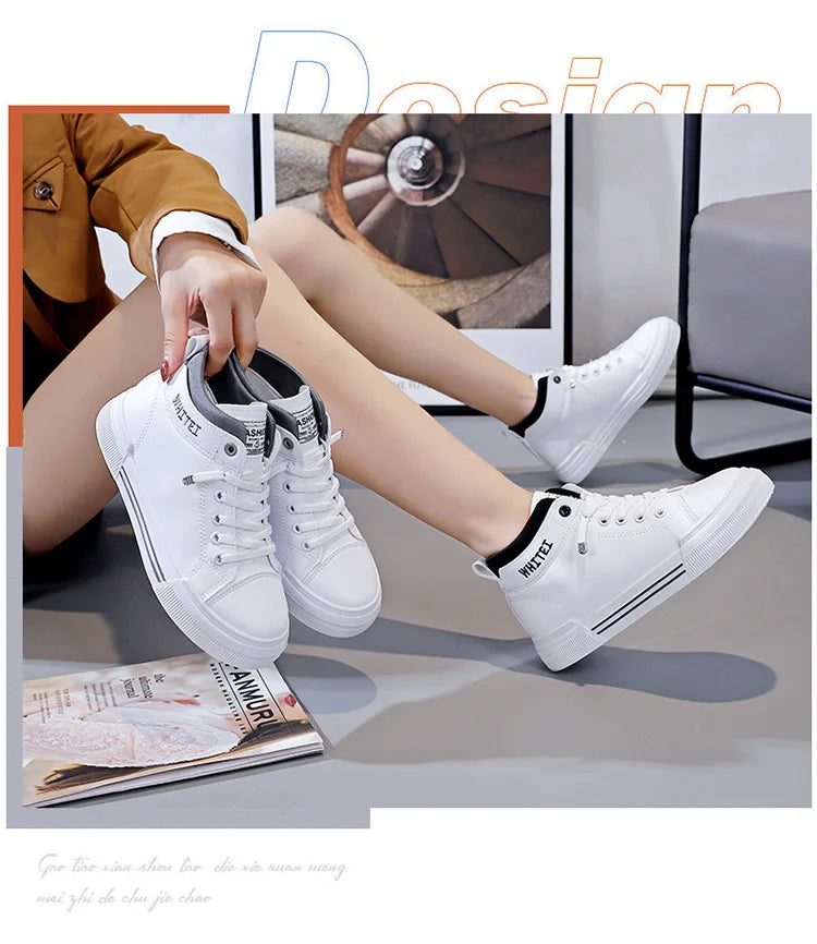 Women's Fashion High-top Breathable Sneakers 2023 Trend White Flat Casual Sports Designer Running Shoes for Woman Tennis Ladies - reetell