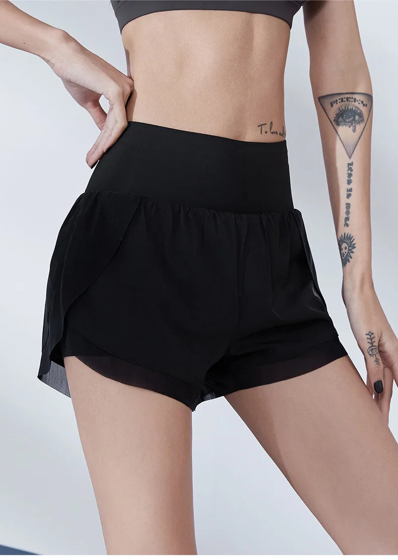 Athletic Summer Women's Sports Running Female Skirt Shorts Mesh with Pockets Quick-Dry Gym Yoga Wear High Waist Workout Pant - reetell