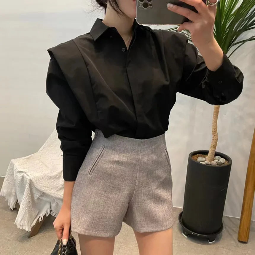 Women's Shirt Autumn 2023 New Chic Long-Sleeve Loose Blouses Street Elegant Tops Shirt OL office women blouses and tops shirts - reetell