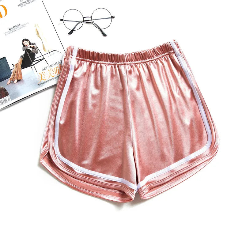 2024 Summer Women Satin Shorts High Waist Female Casual Beach Short Pants Elastic Ladies Fitness Running Sports Yoga Shorts - reetell