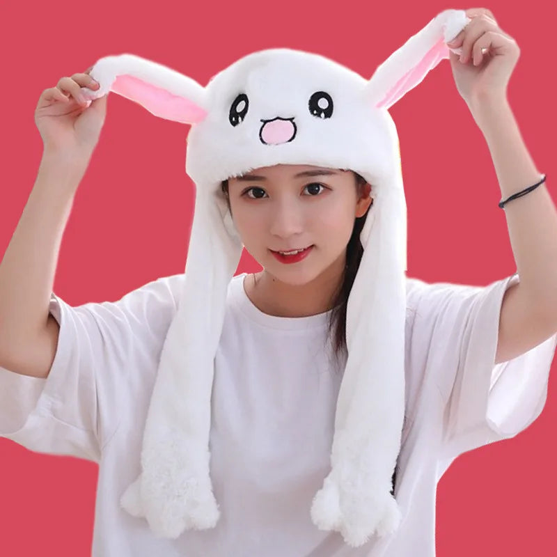 2022 New Rabbit Women's Hat Beanies Plush Can Moving Bunny Ears Hat with Earflaps Movable Ears Boys Girls Children's Animal Caps