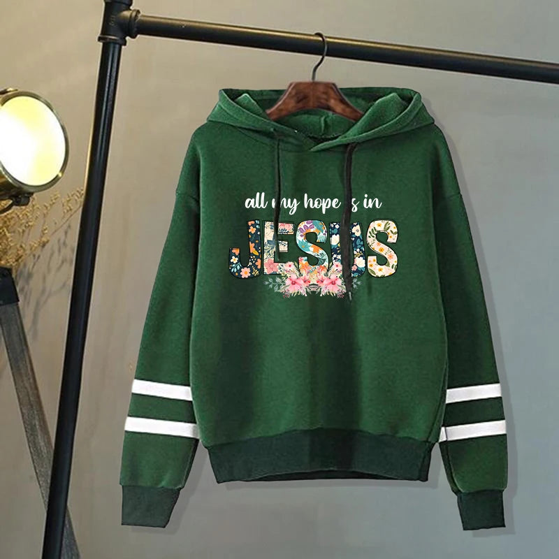 Women/Mens Hoodies All My Hope Is In Jesus Print Hoodies Sweatshirt Winter Casual Streetwear Clothes Plus Size Tops - reetell