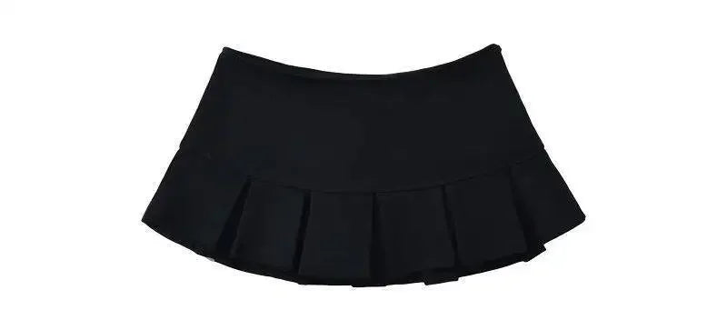 2024 Terry Fabric Y2K Mini Skirt Women Low Waist Wide Pleat Light Grey Sexy Vintage A-line Pleated Skirt Casual Skort Summer - reetell