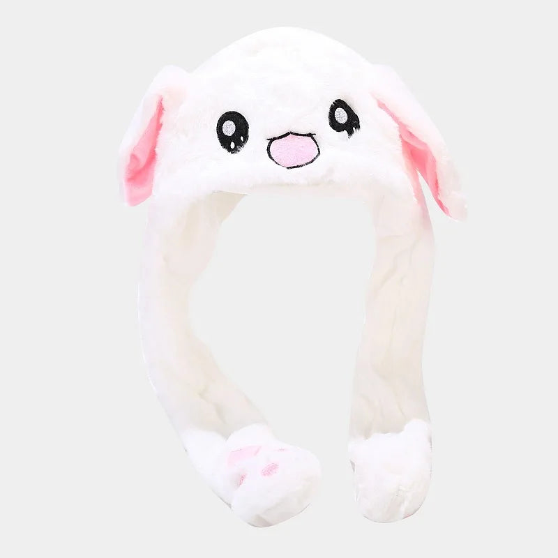 2022 New Rabbit Women's Hat Beanies Plush Can Moving Bunny Ears Hat with Earflaps Movable Ears Boys Girls Children's Animal Caps