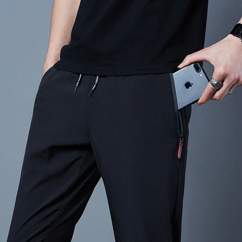 Men's Casual Pants Business Stretch Slim Fit Elastic Waist Jogger Korean Classic Blue Black Gray Male Brand Trousers - reetell